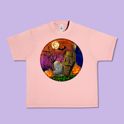 Halloween Round Urban Heavy Tee Designed By Bundleandbundleshop
