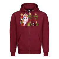 Burgundy all i want for christmas is a unicorn Zipper Hoodie - CowGirlArtShop