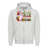 Dove Grey all i want for christmas is a unicorn Zipper Hoodie - CowGirlArtShop