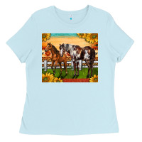 Baby Blue Western Ranch Horses Ladies Tee - LillyAllenDesigns
