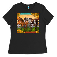 Black Western Ranch Horses Ladies Tee - LillyAllenDesigns