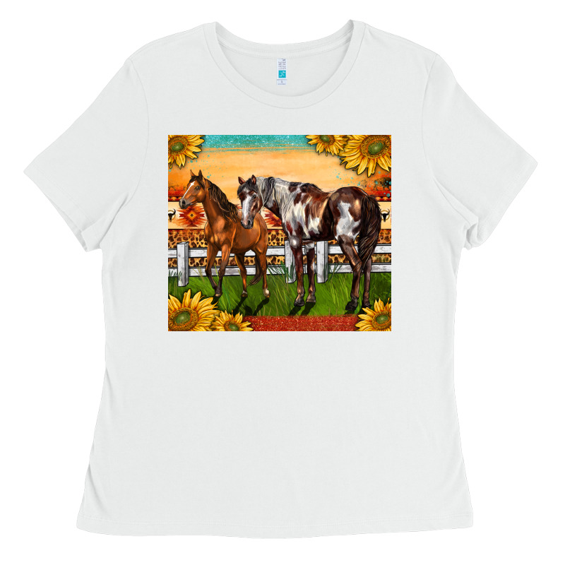 Western Ranch Horses Ladies Tee by LillyAllenDesigns | Teevron