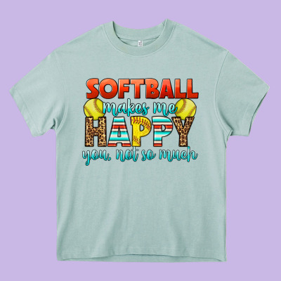 Softball Makes Me Happy You, Not So Much Heavy Core Tee Designed By Lillyallendesigns