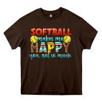 Chocolate Brown Softball Makes Me Happy You, Not So Much Heavy Core Tee - LillyAllenDesigns