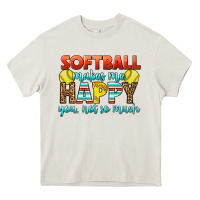 Cream Softball Makes Me Happy You, Not So Much Heavy Core Tee - LillyAllenDesigns