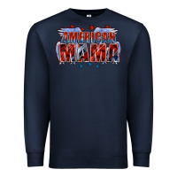 Navy American Mama Mother's Day Premium Sweatshirt - FaDigitalArtStudio