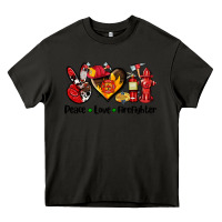 Asphalt peace love firefighter Heavy Core Tee - AdoDesignShop