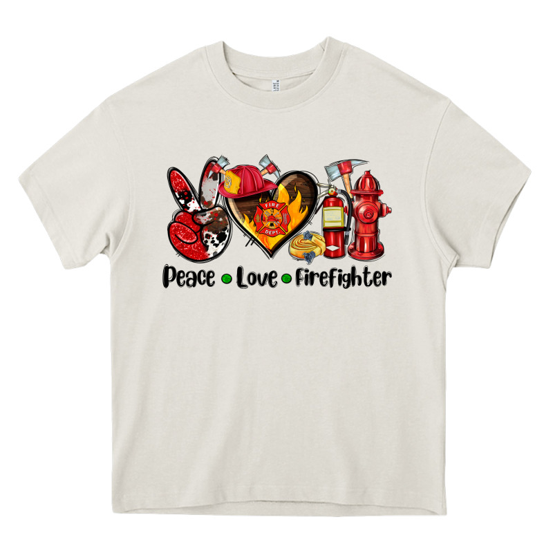 Peace Love Firefighter Heavy Core Tee by AdoDesignShop | Teevron