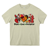 Mossy peace love firefighter Heavy Core Tee - AdoDesignShop