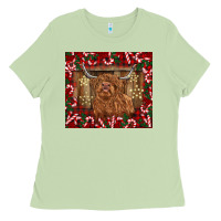 Matcha Christmas highland cow with candy canes Ladies Tee - BarkalooDesign