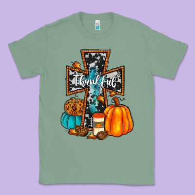 Thankful Cross Classic Tee Designed By Jahusdesignshop