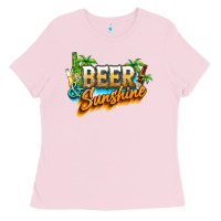 Bubblegum Pink Beer and sunshine Ladies Tee - NancyCooperArtShop