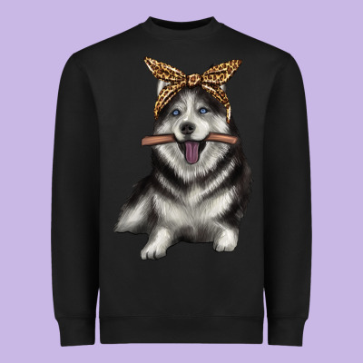 Alaskan Husky With Bandeau Heavyweight Sweatshirt Designed By Texasbilliewilder