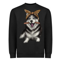 Black alaskan husky with bandeau Heavyweight Sweatshirt - texasbilliewilder