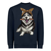 Navy alaskan husky with bandeau Heavyweight Sweatshirt - texasbilliewilder