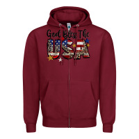 Burgundy god bless the usa Zipper Hoodie - CowGirlArtShop
