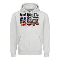 Dove Grey god bless the usa Zipper Hoodie - CowGirlArtShop