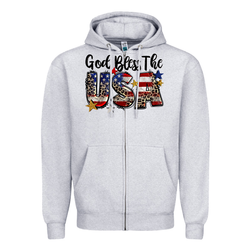 God Bless The Usa Zipper Hoodie by CowGirlArtShop | Teevron