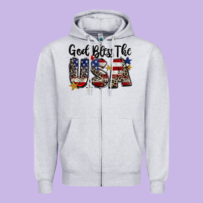 God Bless The Usa Zipper Hoodie Designed By Cowgirlartshop