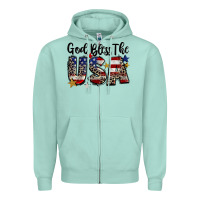 Seafoam god bless the usa Zipper Hoodie - CowGirlArtShop