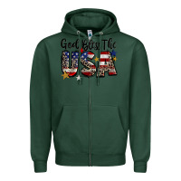 Sports Green god bless the usa Zipper Hoodie - CowGirlArtShop