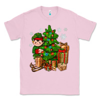 Bubblegum Pink Christmas Elf With Gift Classic Tee - BundleAndBundleShop