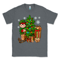 Charcoal Heather Christmas Elf With Gift Classic Tee - BundleAndBundleShop