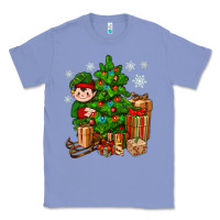 Colony Blue Christmas Elf With Gift Classic Tee - BundleAndBundleShop