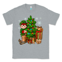 Heather Grey Christmas Elf With Gift Classic Tee - BundleAndBundleShop