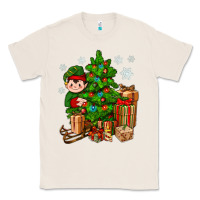 Natural Christmas Elf With Gift Classic Tee - BundleAndBundleShop
