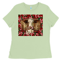 Matcha christmas heifer with candy canes Ladies Tee - BarkalooDesign