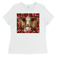 White christmas heifer with candy canes Ladies Tee - BarkalooDesign