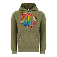Vintage Olive Peace Pride LGBTQ+ And Flowers Vintage Hoodie - BundleAndBundleShop