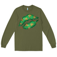 Army Green St. Patricks Day Green Lips Long Sleeve Tee - Bettercallsaul