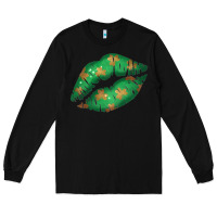 Black St. Patricks Day Green Lips Long Sleeve Tee - Bettercallsaul