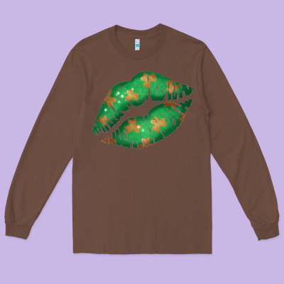 St. Patricks Day Green Lips Long Sleeve Tee Designed By Bettercallsaul