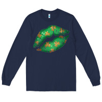 Navy St. Patricks Day Green Lips Long Sleeve Tee - Bettercallsaul