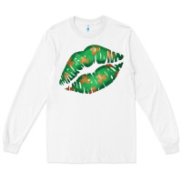 White St. Patricks Day Green Lips Long Sleeve Tee - Bettercallsaul