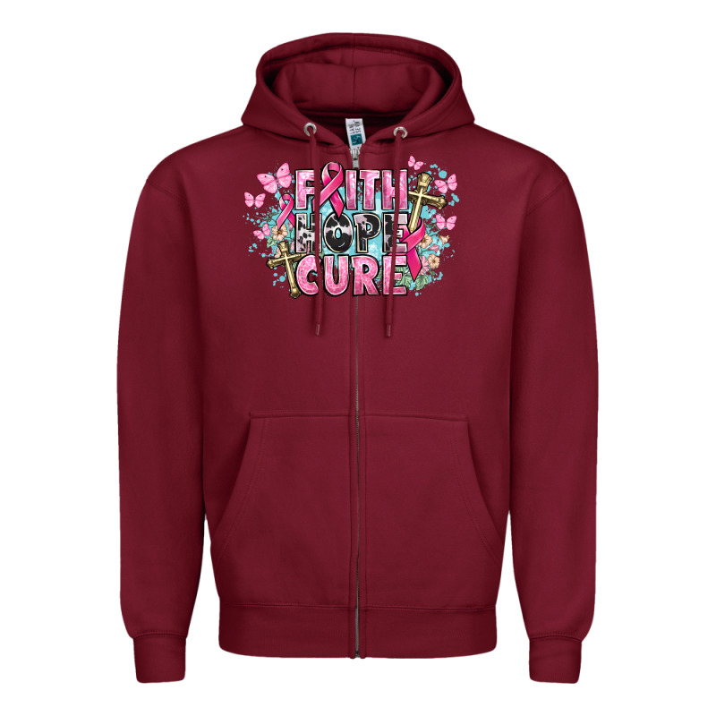 Faith Hope Cure Cancer Awareness Zipper Hoodie by HowdyJamesFarm | Teevron
