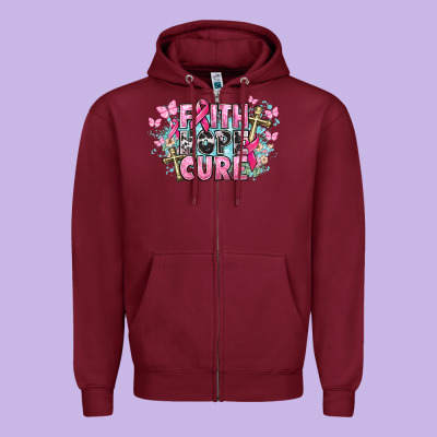 Faith Hope Cure Cancer Awareness Zipper Hoodie Designed By Howdyjamesfarm