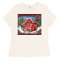 Bone Christmas farm reindeer and truck Ladies Tee - BarkalooDesign