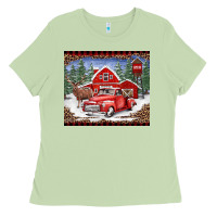 Matcha Christmas farm reindeer and truck Ladies Tee - BarkalooDesign