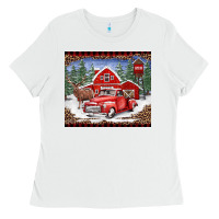 White Christmas farm reindeer and truck Ladies Tee - BarkalooDesign