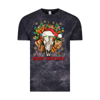 Cloud Black Merry Christmas With Bull skull Vintage Tee - BundleAndBundleShop