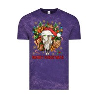 Cloud Purple Merry Christmas With Bull skull Vintage Tee - BundleAndBundleShop