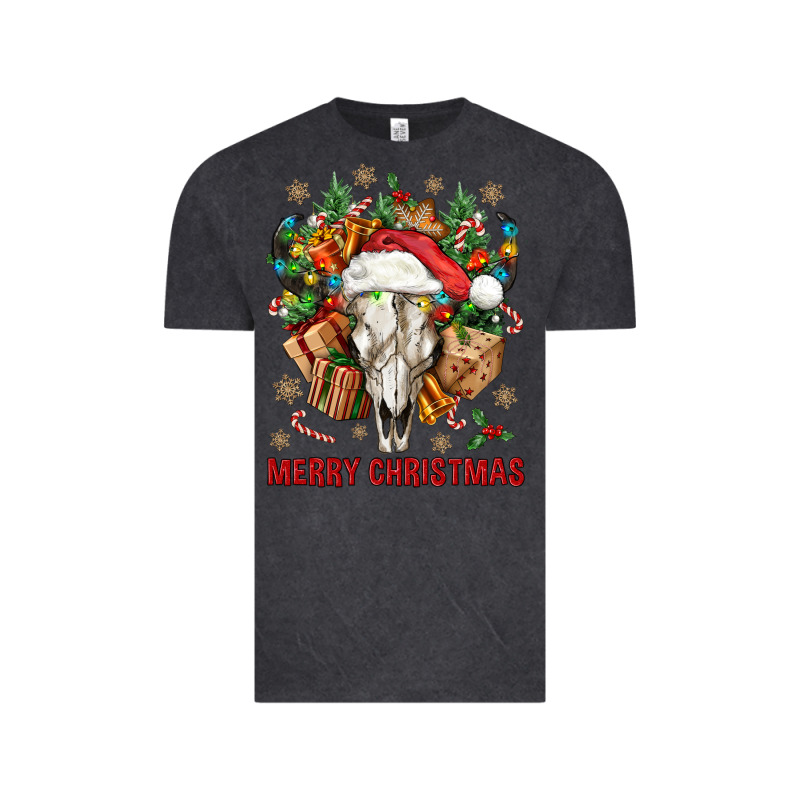 Merry Christmas With Bull Skull Vintage Tee by BundleAndBundleShop | Teevron
