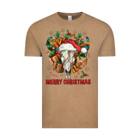 Vintage Coffee Merry Christmas With Bull skull Vintage Tee - BundleAndBundleShop