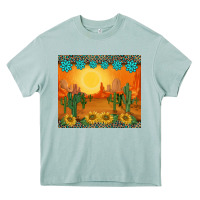 Arona western sunset cactus sunflowers gemstones leopards Heavy Core Tee - BarkalooDesign