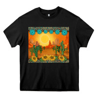 Black western sunset cactus sunflowers gemstones leopards Heavy Core Tee - BarkalooDesign