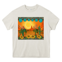 Cream western sunset cactus sunflowers gemstones leopards Heavy Core Tee - BarkalooDesign